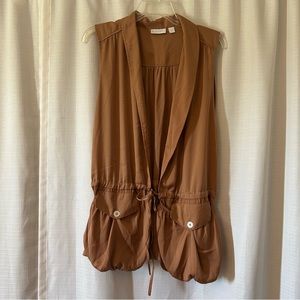 Caramel Brown Sleeveless Vest with Ties